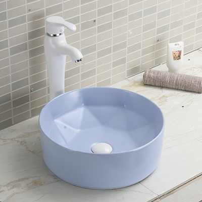 سینک حمام ضد خش بالای کانتر لکه سینک دستشویی گرد آبی رنگ